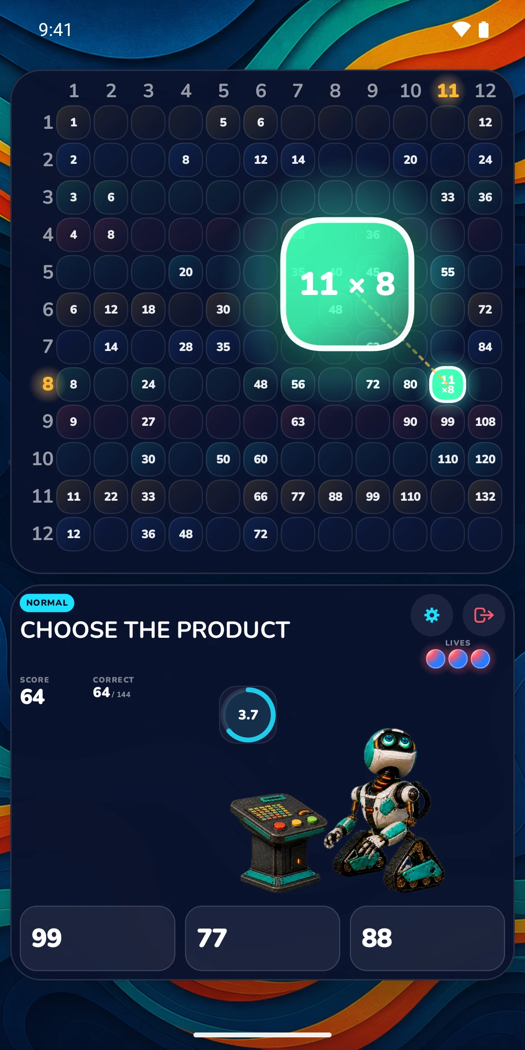 A fact lifted off its square on an Android phone, with answer choices below