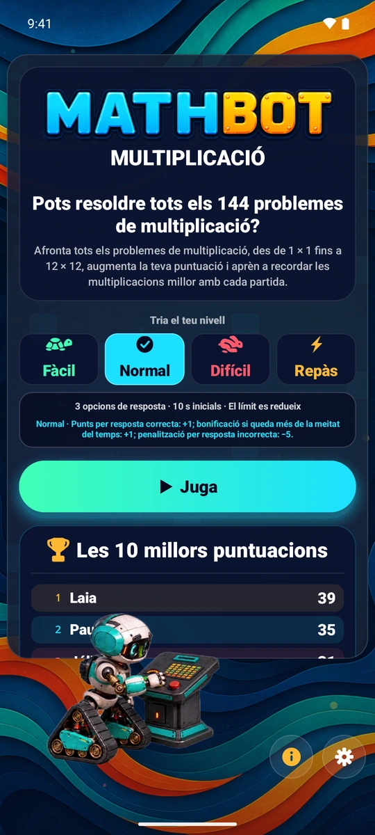 Tria la dificultat del joc