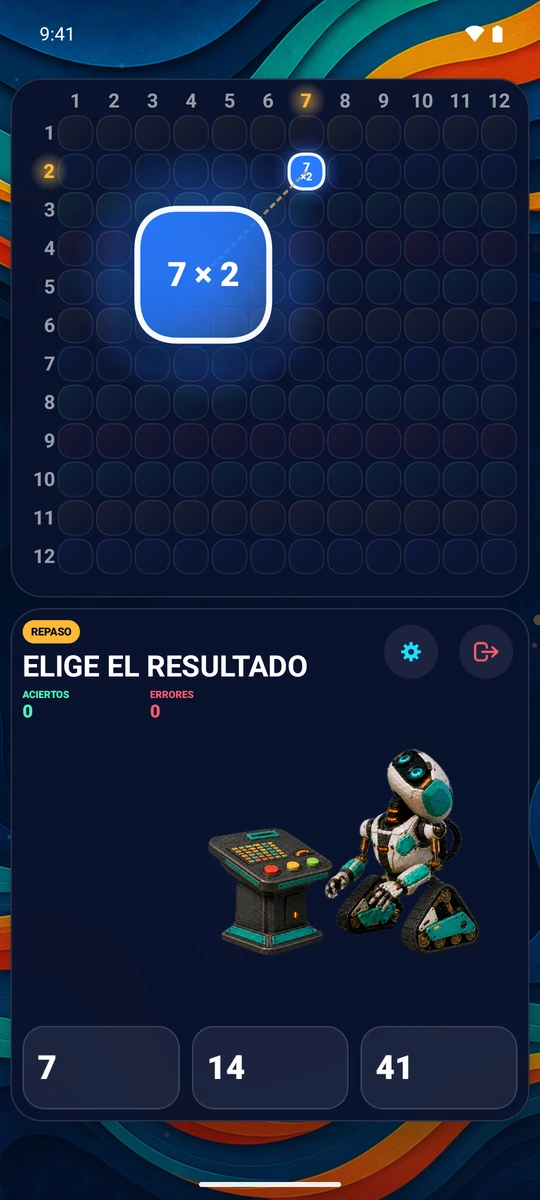 Elige un número del 1 al 12. Practica su fila y su columna con 23 preguntas.