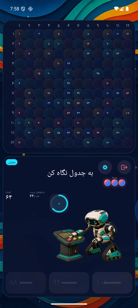 یک پاسخ صحیح که روی صفحه فرود میآید و صفحه بازی را روشن میکند