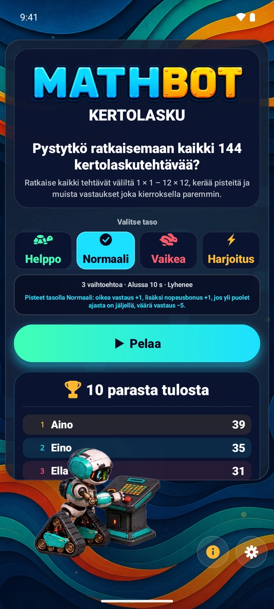 Valitse, kuinka vaikeaa on