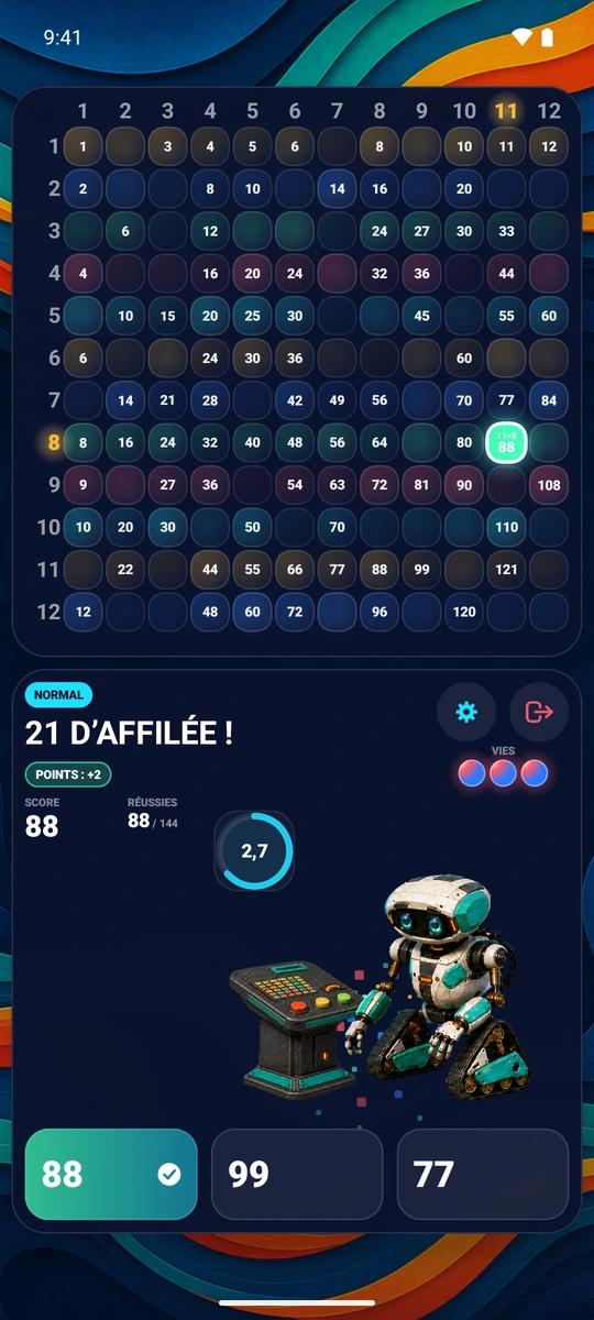 Une bonne réponse qui se pose pendant une série sur un téléphone Android et illumine la grille