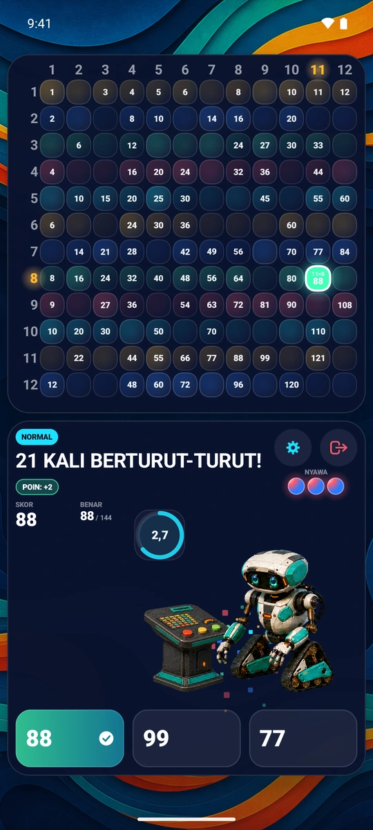 Jawaban benar mendarat di tengah rangkaian jawaban beruntun di ponsel Android, membuat papan menyala