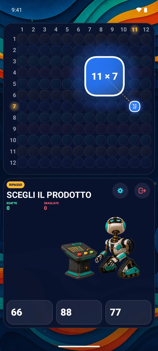 Scegli un numero da 1 a 12. Esercitati sulla sua riga e colonna con 23 domande mirate.