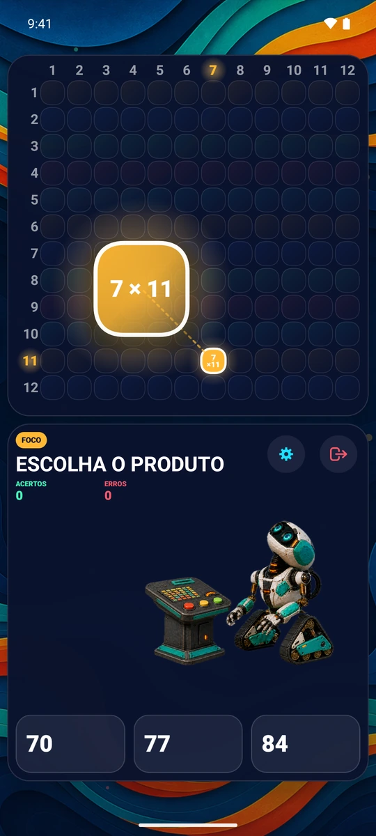 Escolha um número de 1 a 12. Pratique sua linha e coluna com 23 perguntas.