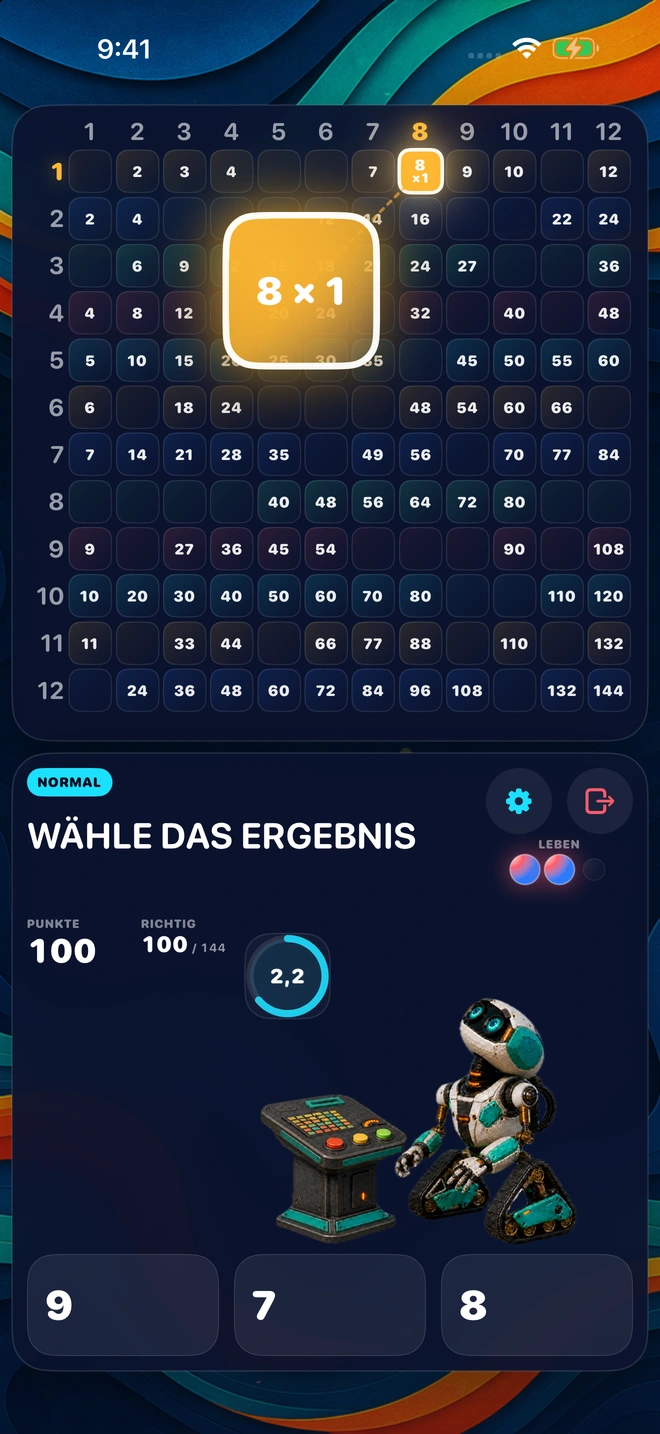 8 × 1 hat sich von seinem Feld abgehoben, während Buddy das Spielfeld beobachtet