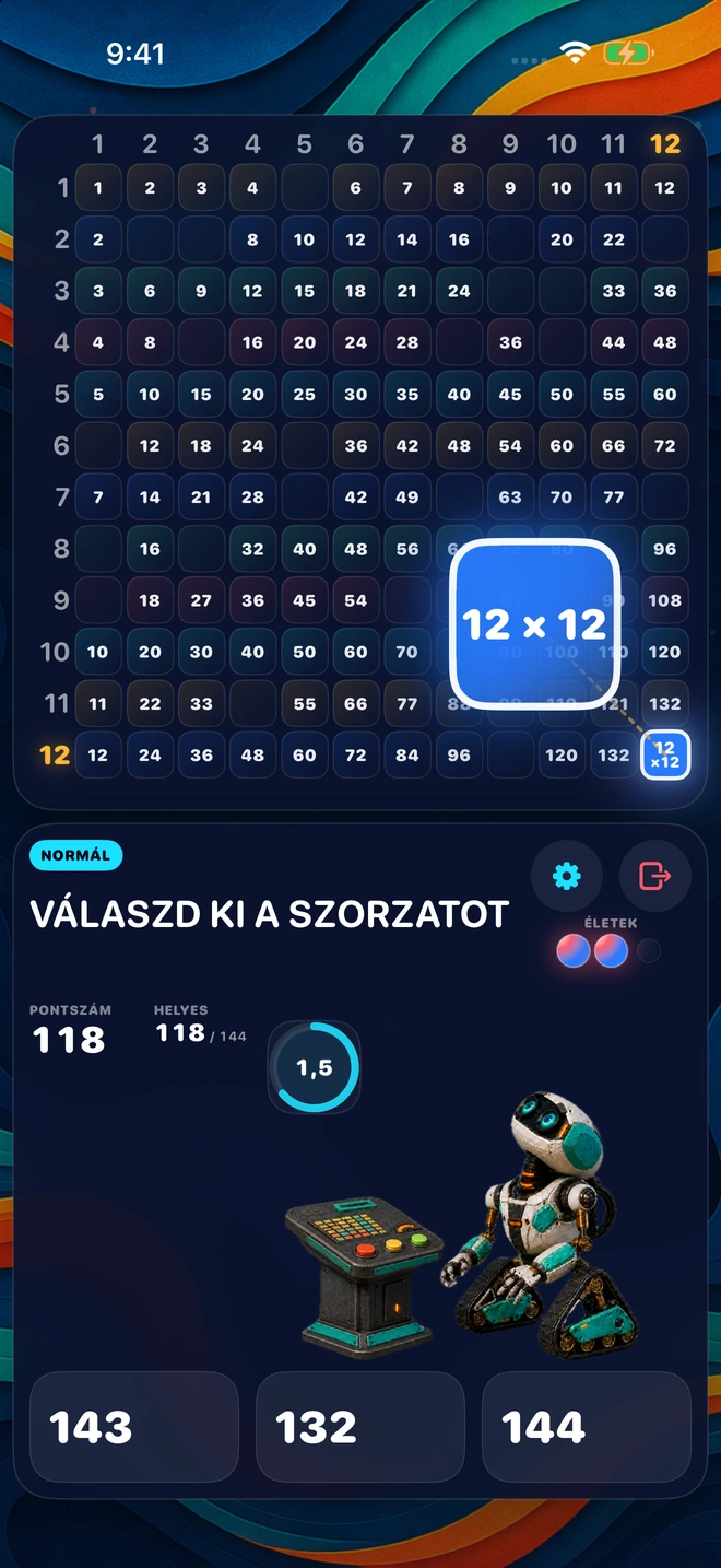 Egy kör vége felé, amikor a 144 mező nagy része már ki van töltve