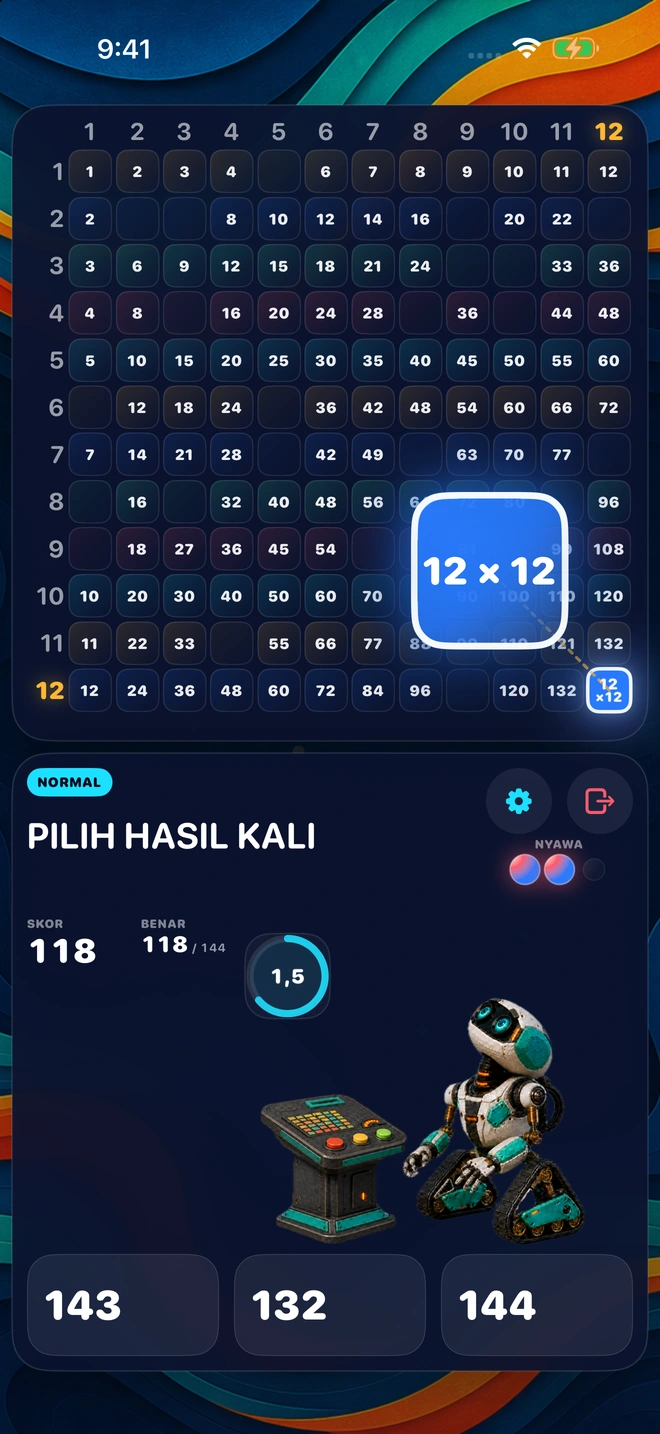 Menjelang akhir permainan, dengan sebagian besar dari 144 kotak sudah terisi