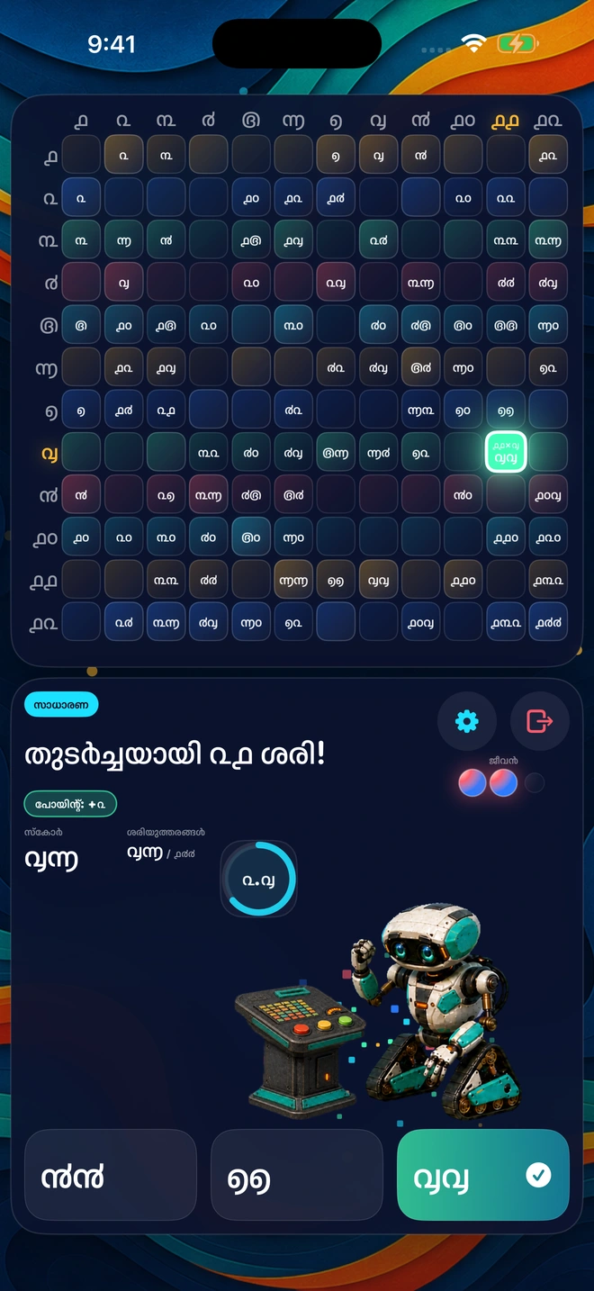 തുടർച്ചയായ ശരിയുത്തരങ്ങൾക്കിടെ വന്നിരിക്കുന്ന ഒരു ശരിയുത്തരം, തെളിയുന്ന ബോർഡ്
