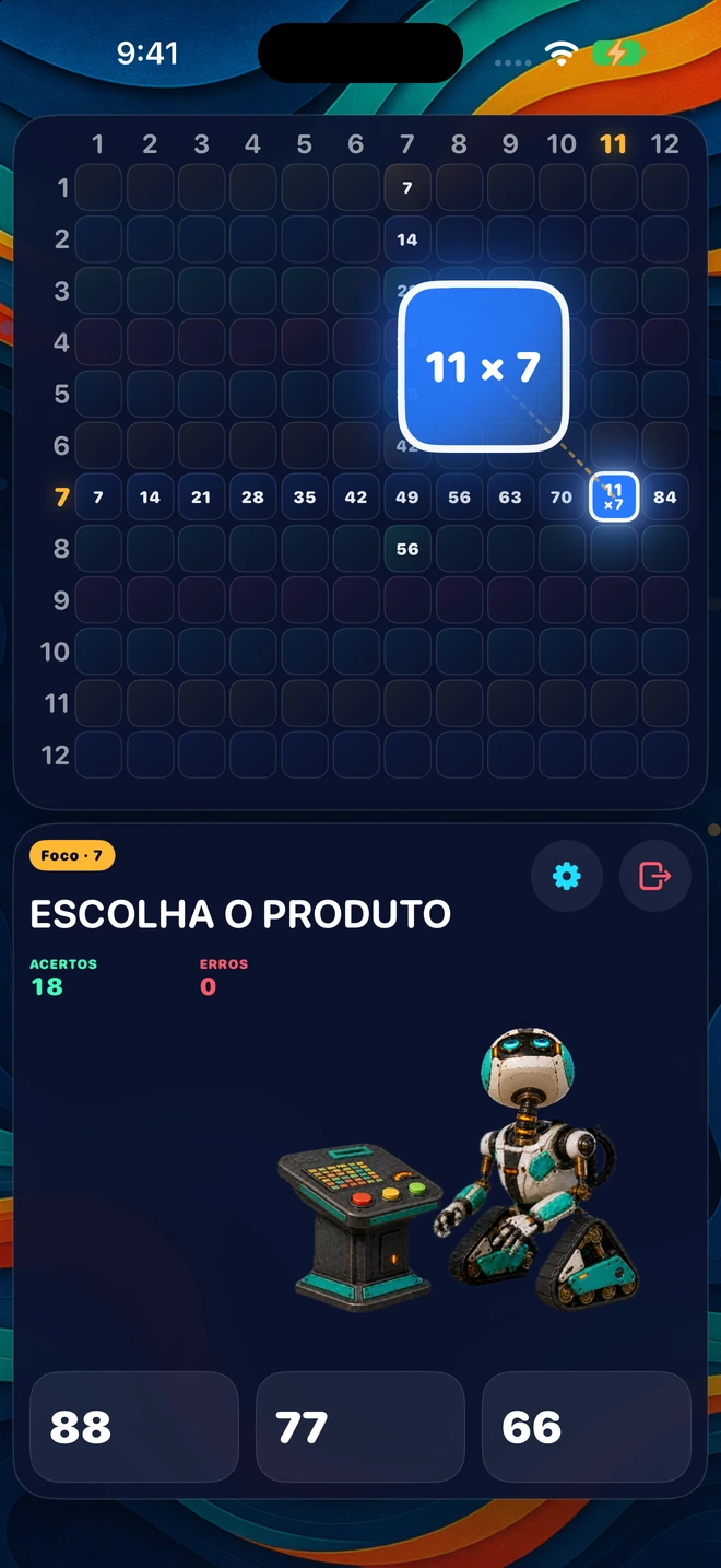 Escolha um número de 1 a 12. Pratique sua linha e coluna com 23 perguntas.