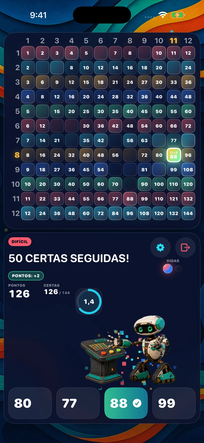 Uma resposta certa a chegar ao tabuleiro durante uma sequência de 50 certas seguidas